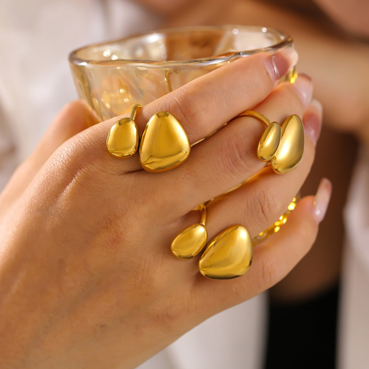 Gold Double Bead Ring