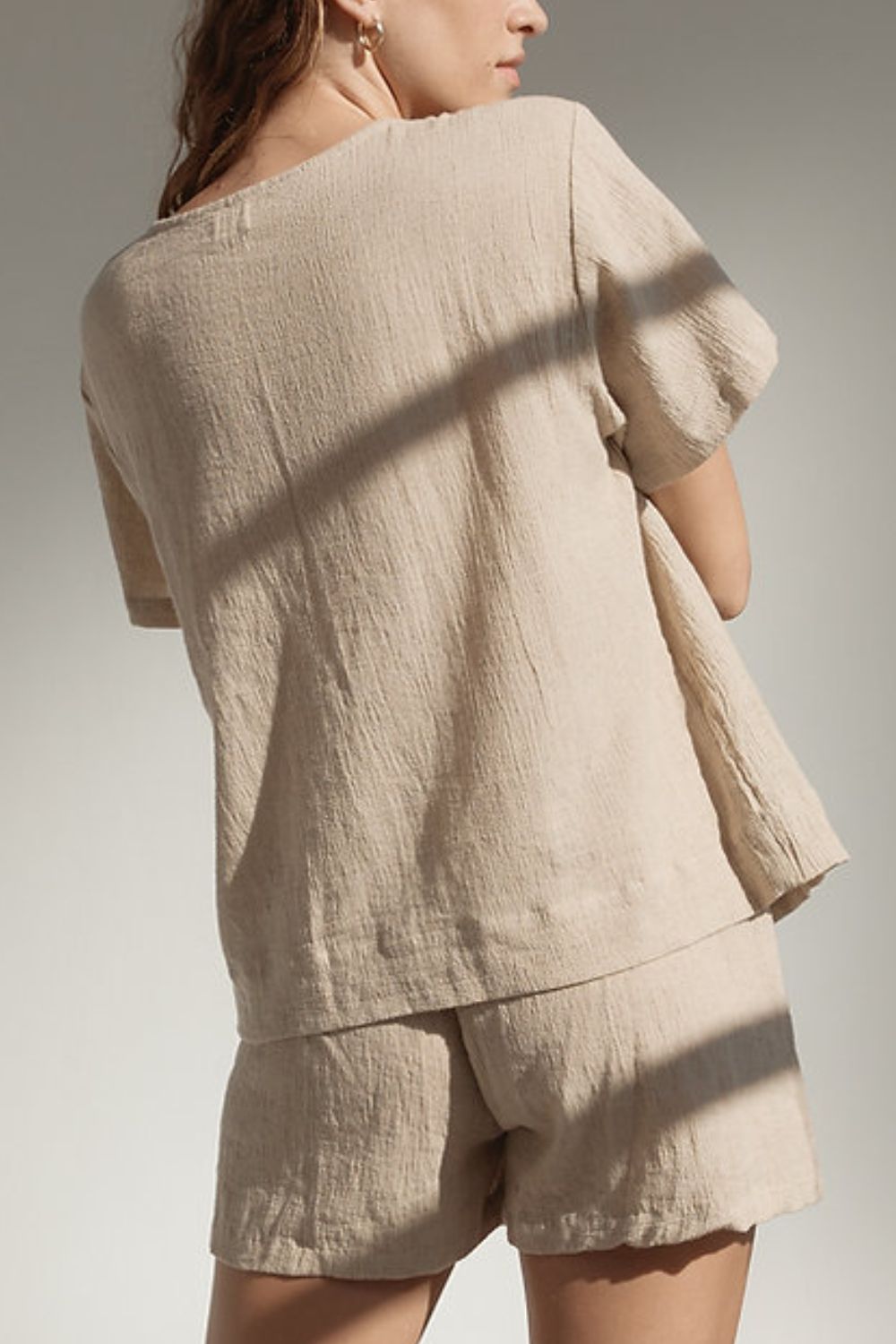 Plaid Tied Drawstring Short Set