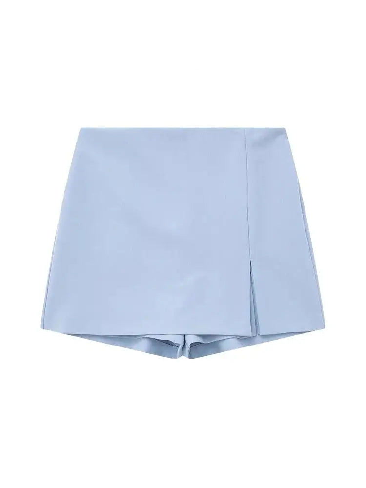 Slit Skort With Side Zipper