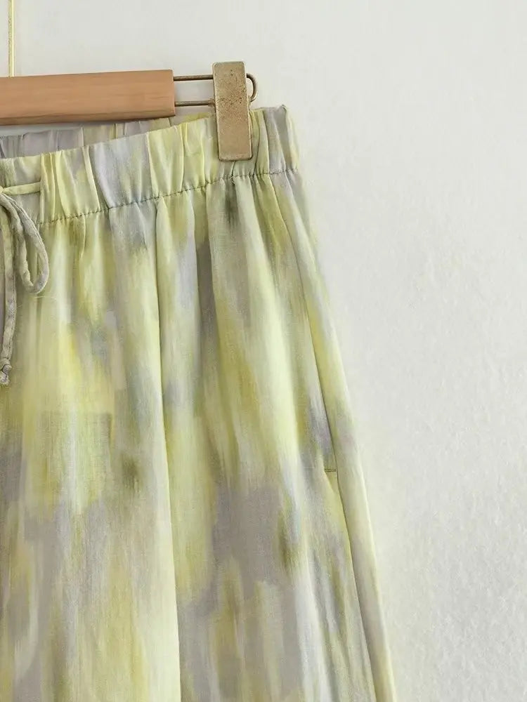 Printed Trousers Wide Leg Pants