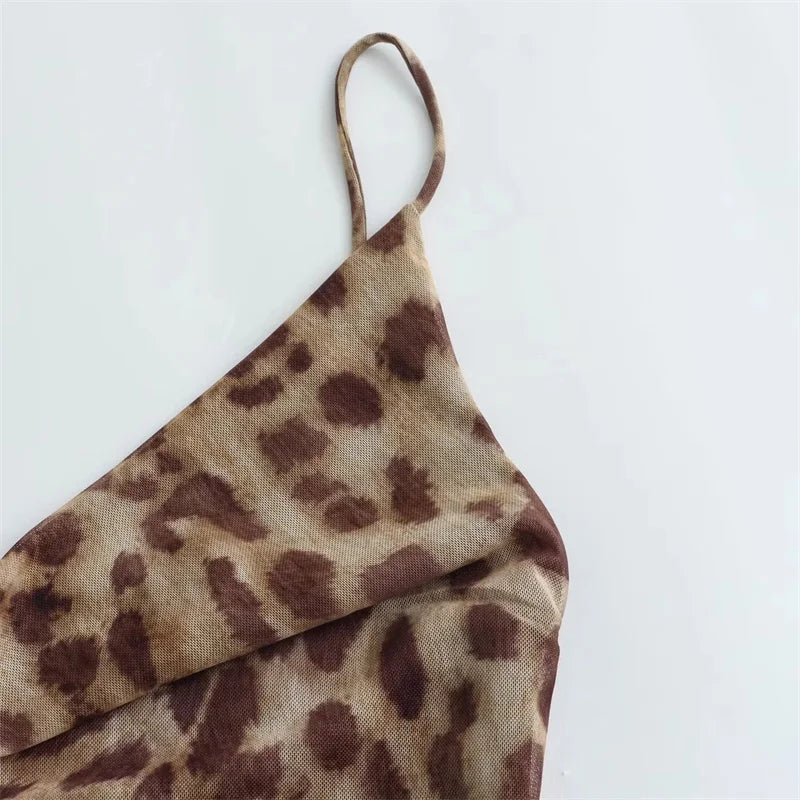 Leopard Print Midi Slip Dress