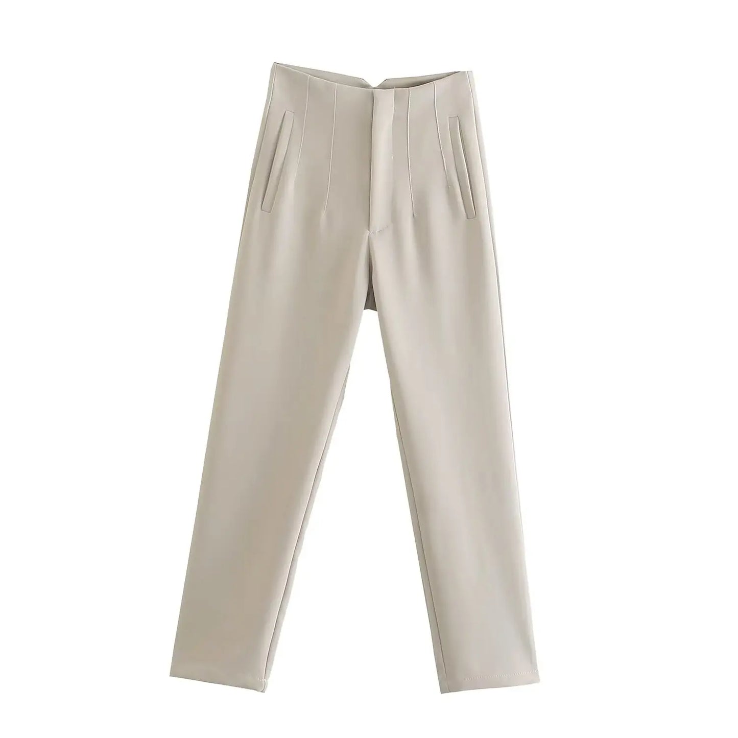 High Waist Straight Trousers