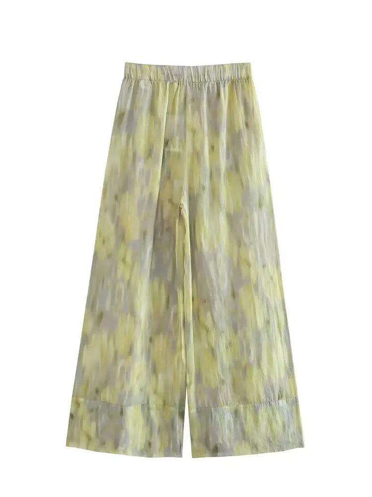 Printed Trousers Wide Leg Pants