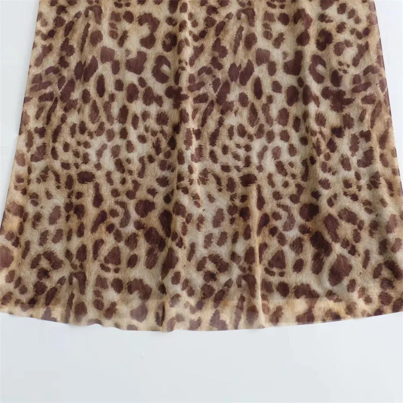 Leopard Print Midi Slip Dress