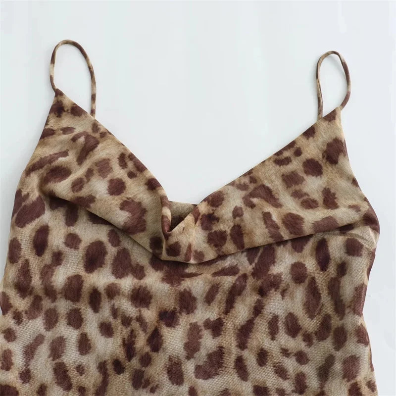 Leopard Print Midi Slip Dress