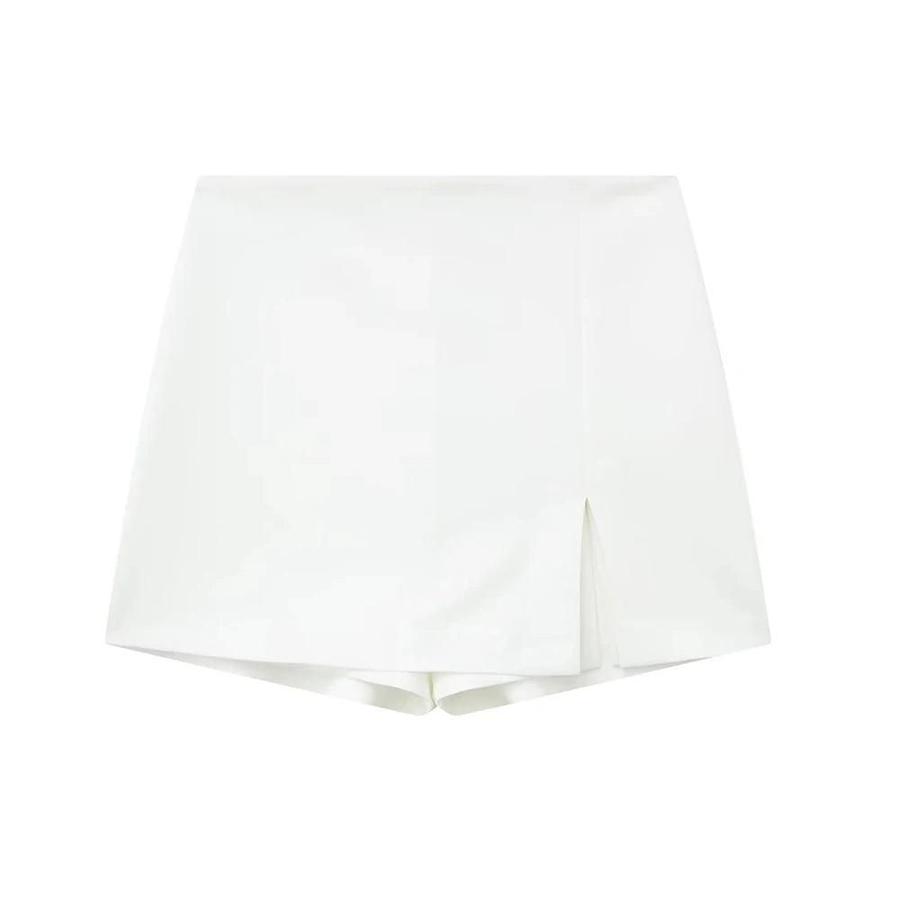 Slit Skort With Side Zipper