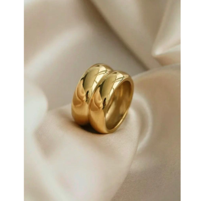 Gold Double Ridge Ring