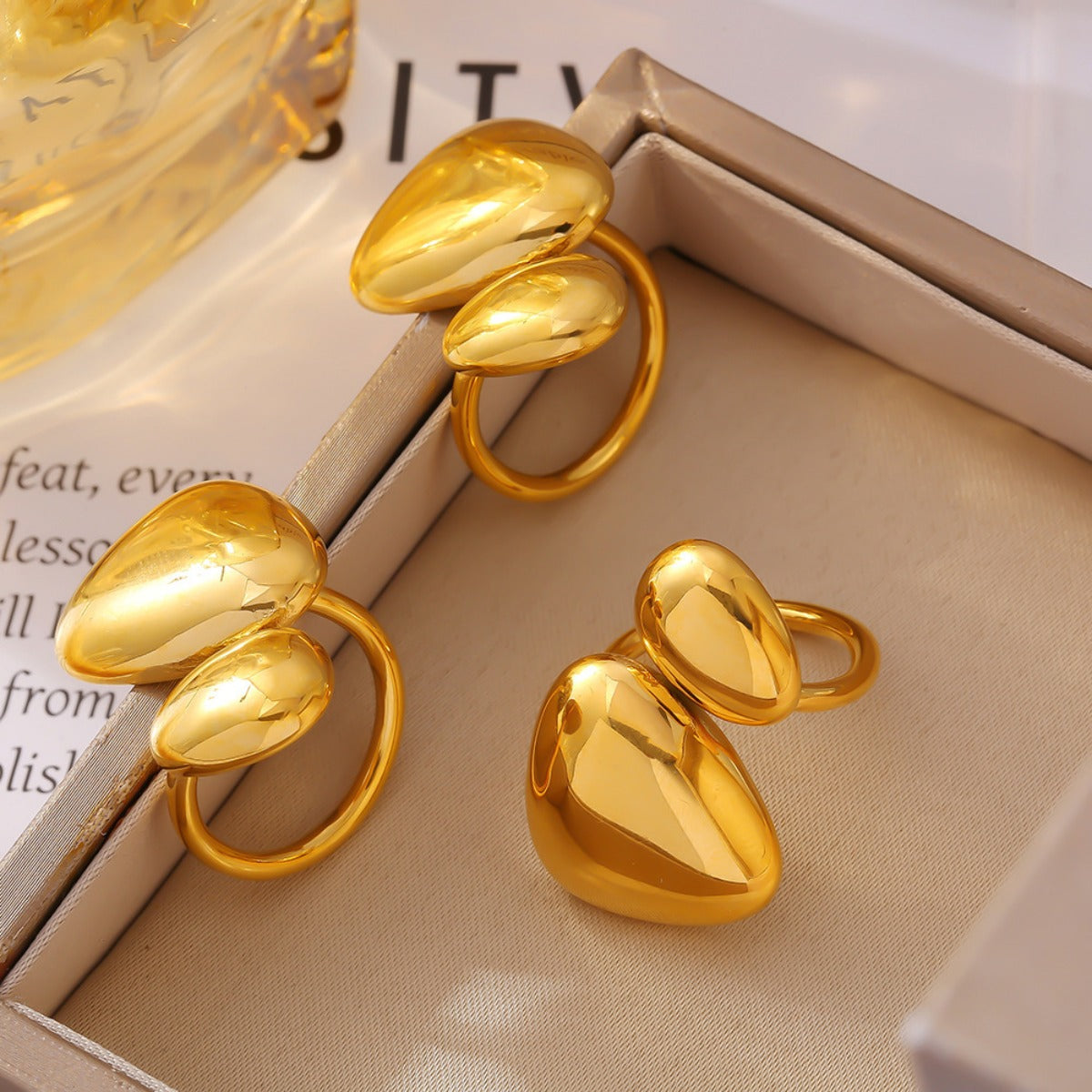Gold Double Bead Ring