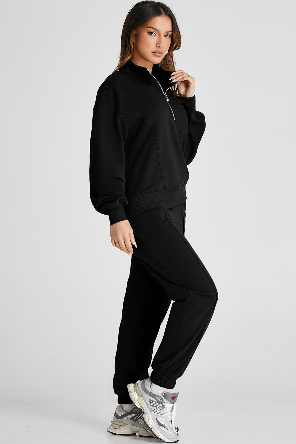 Black Half Zip Top and Joggers Set