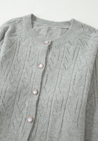 Openwork Pearl Buttons Cardigan