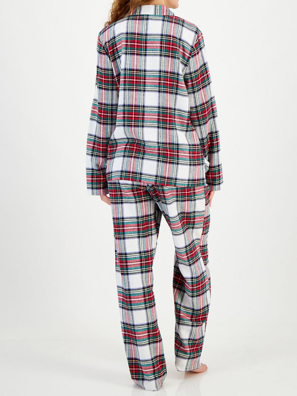 Plaid Collared Top and Pants Set