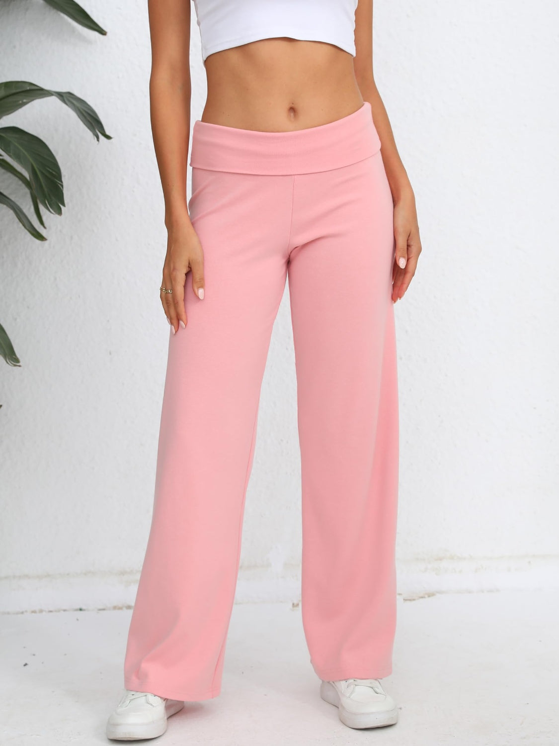 Fold Over Wide Leg Pants