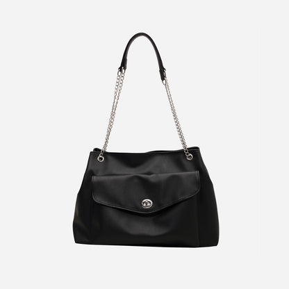 Leather Button Shoulder Bag