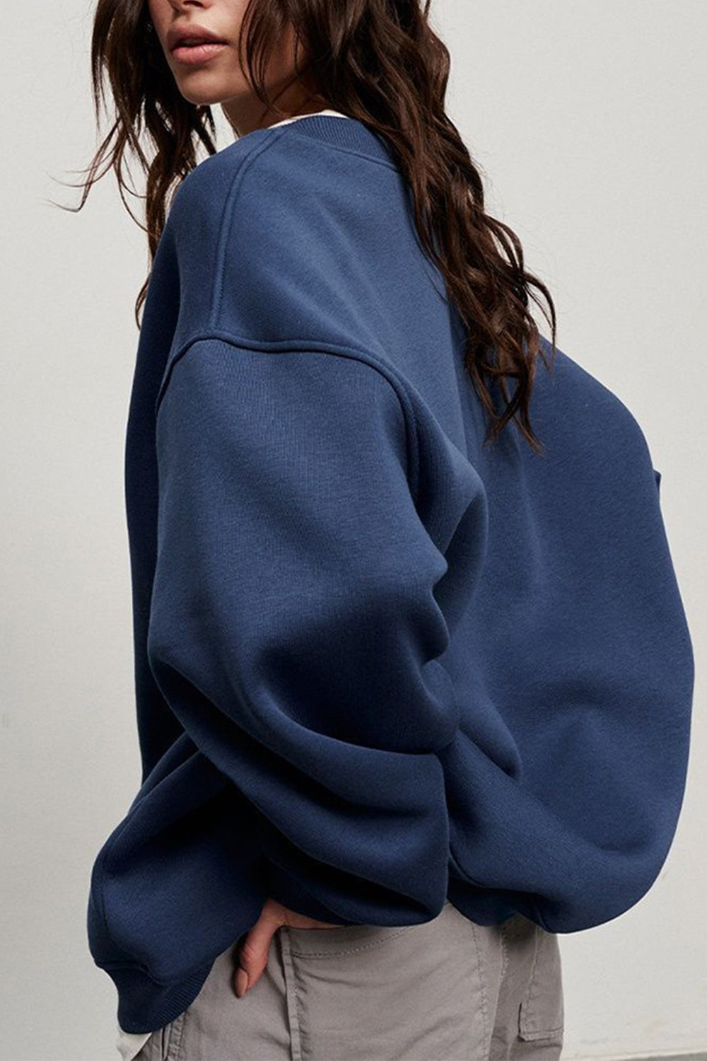 Blue Oversize Dropped Shoulder Sweatshirt