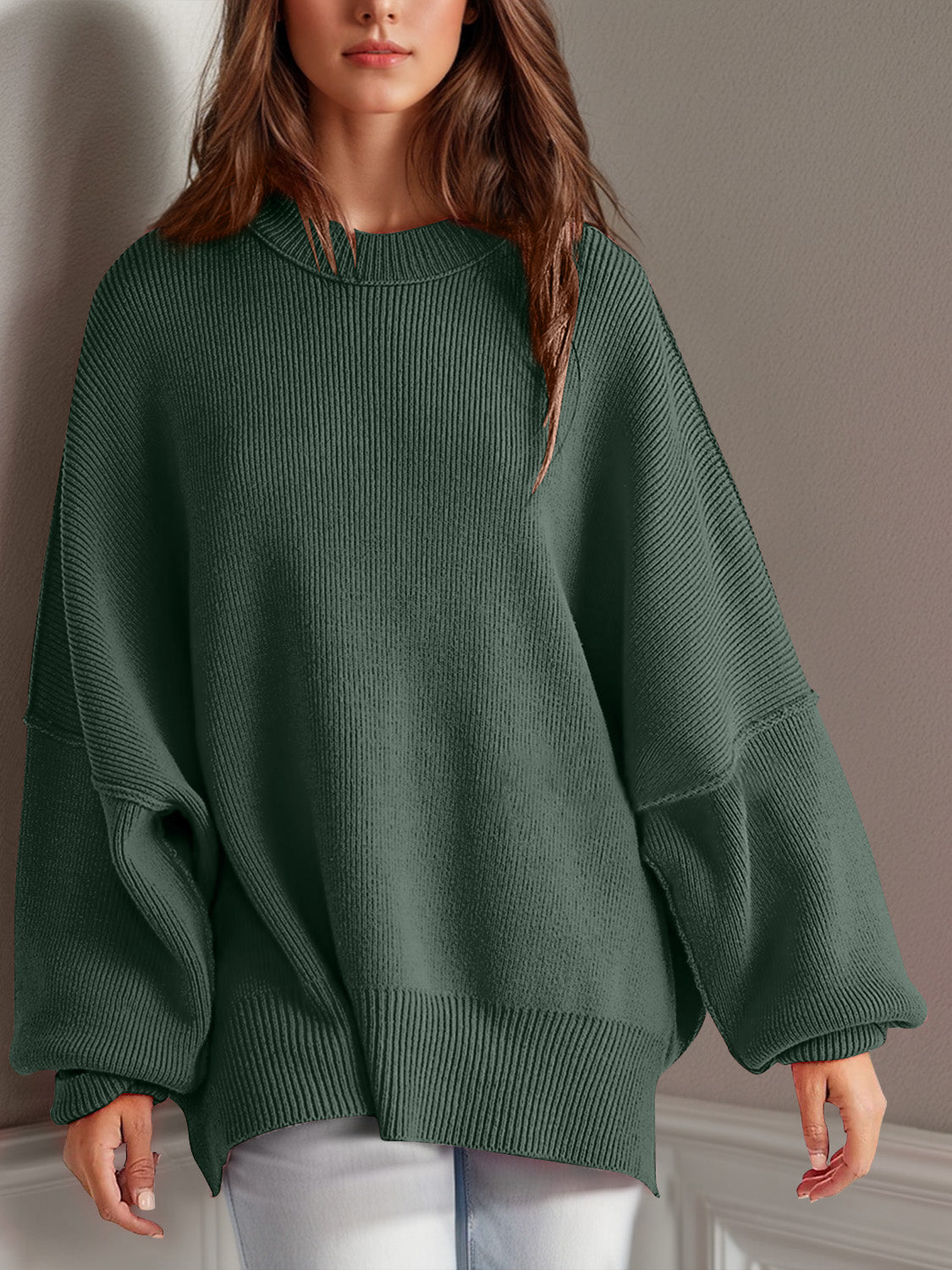 Side Slit Long Sleeve Sweater