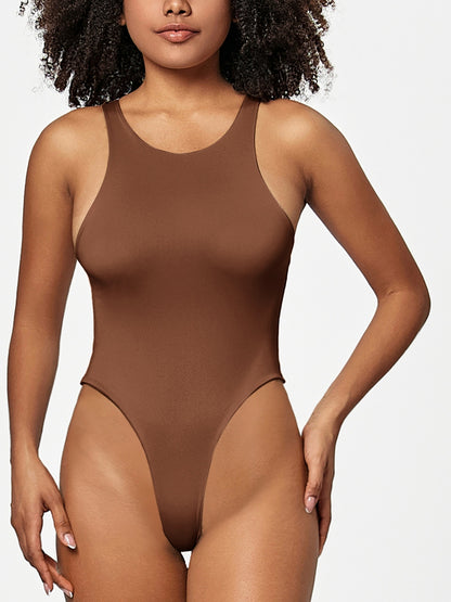 Round Neck Wide Strap Bodysuit