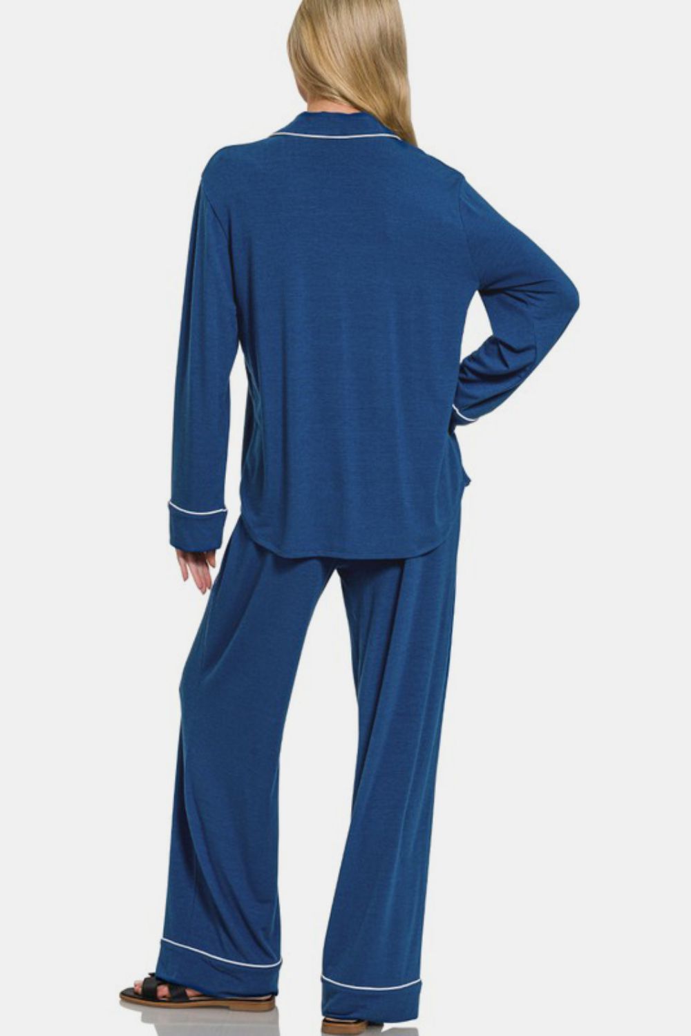 Blue Buttoned PJ Set