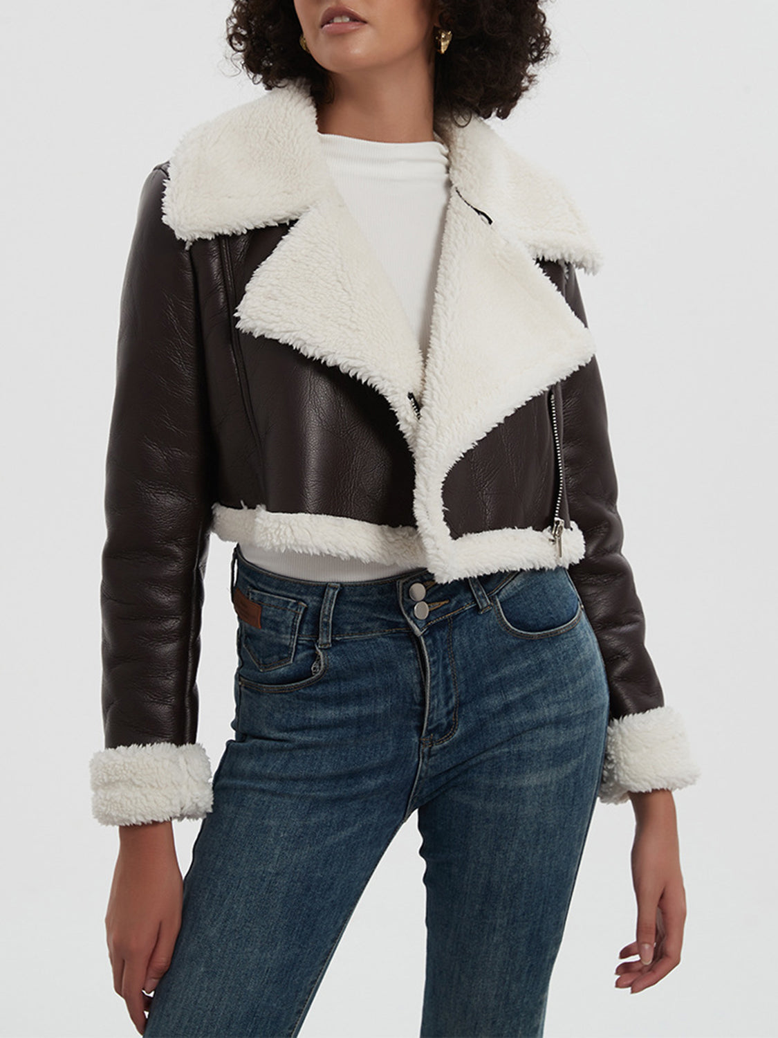 Collared Plush Cropped Jacket