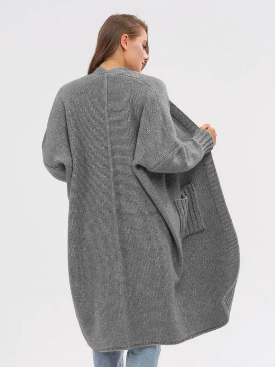 Pocketed Open Front Longline Cardigan