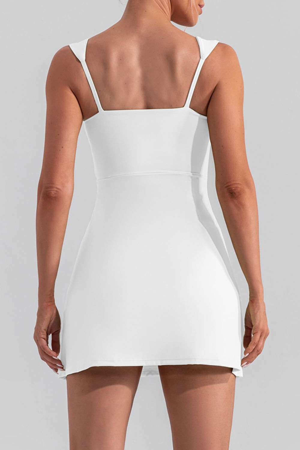 Square Neck Slit Mini Active Dress