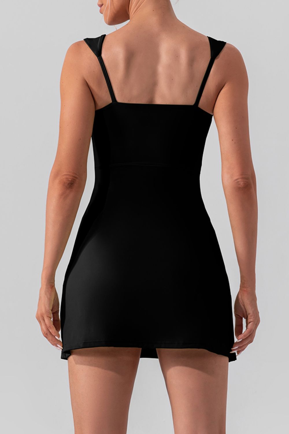 Square Neck Slit Mini Active Dress