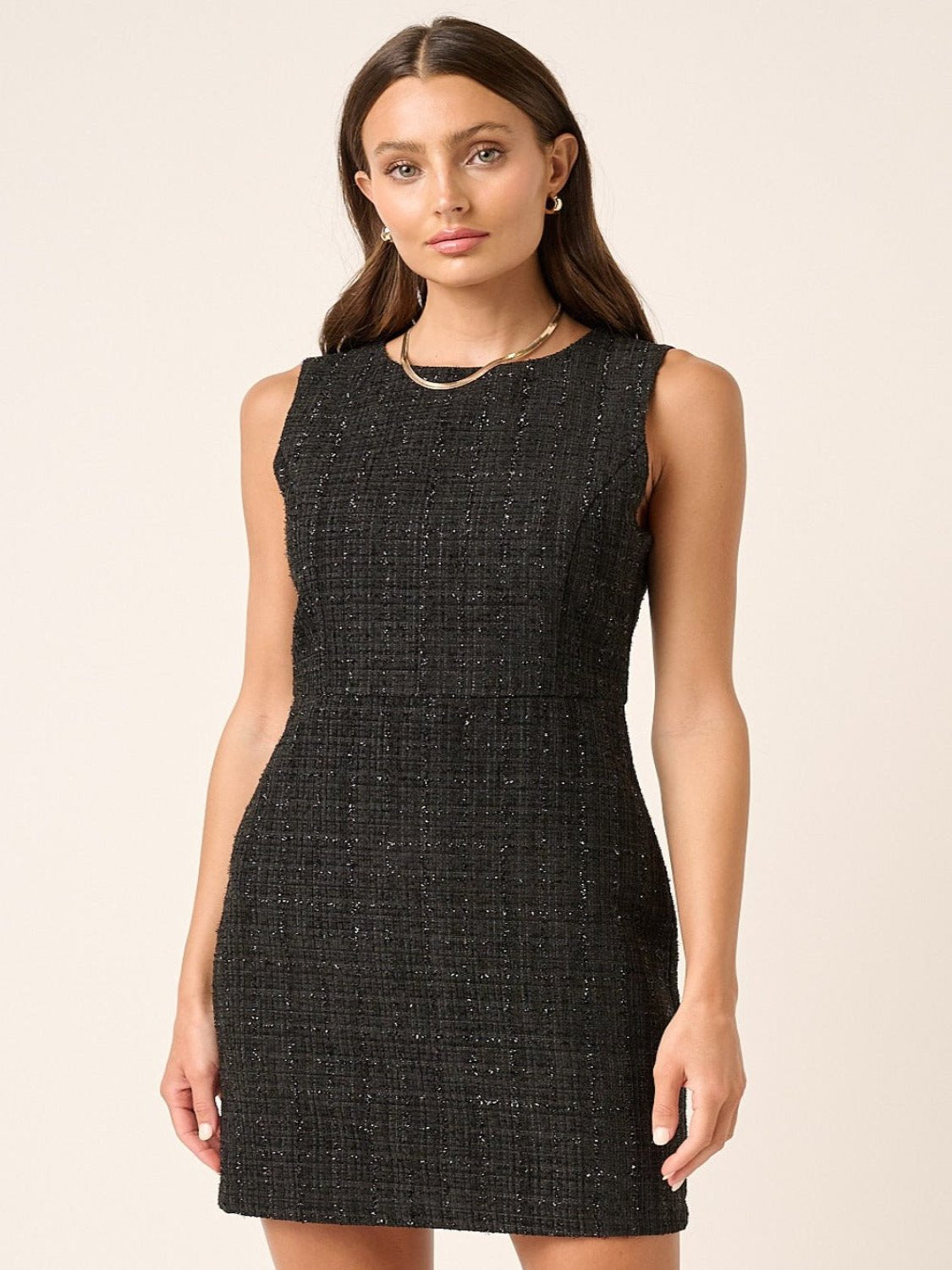 Black Tweed Sleeveless Dress