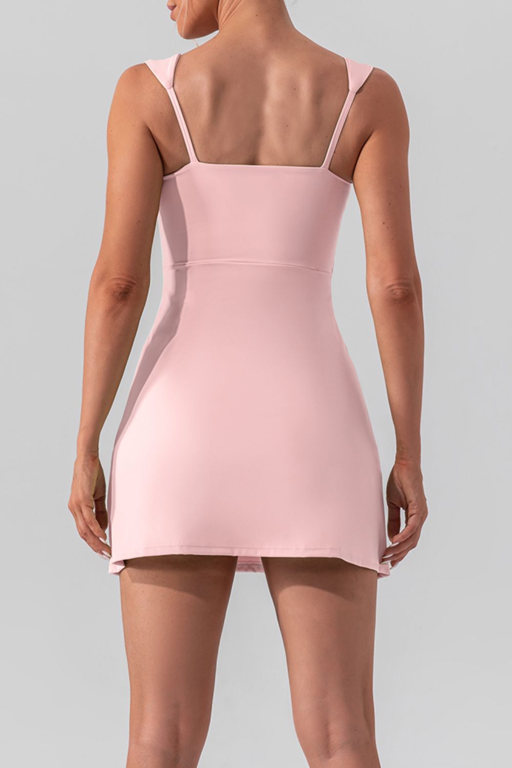 Square Neck Slit Mini Active Dress