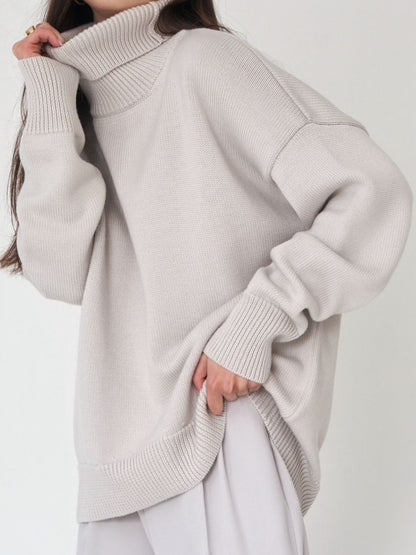 Turtleneck Dropped Shoulder Sweater