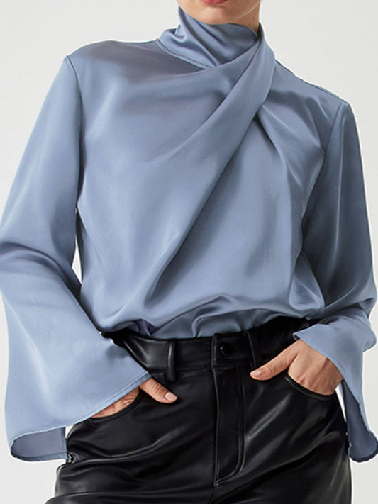 Blue Turtleneck Blouse