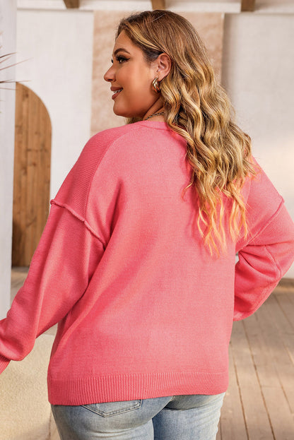 Coral V-Neck Sweater