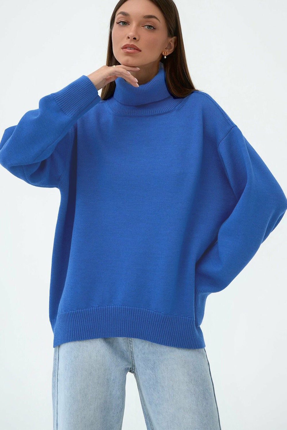 Turtleneck Dropped Shoulder Sweater