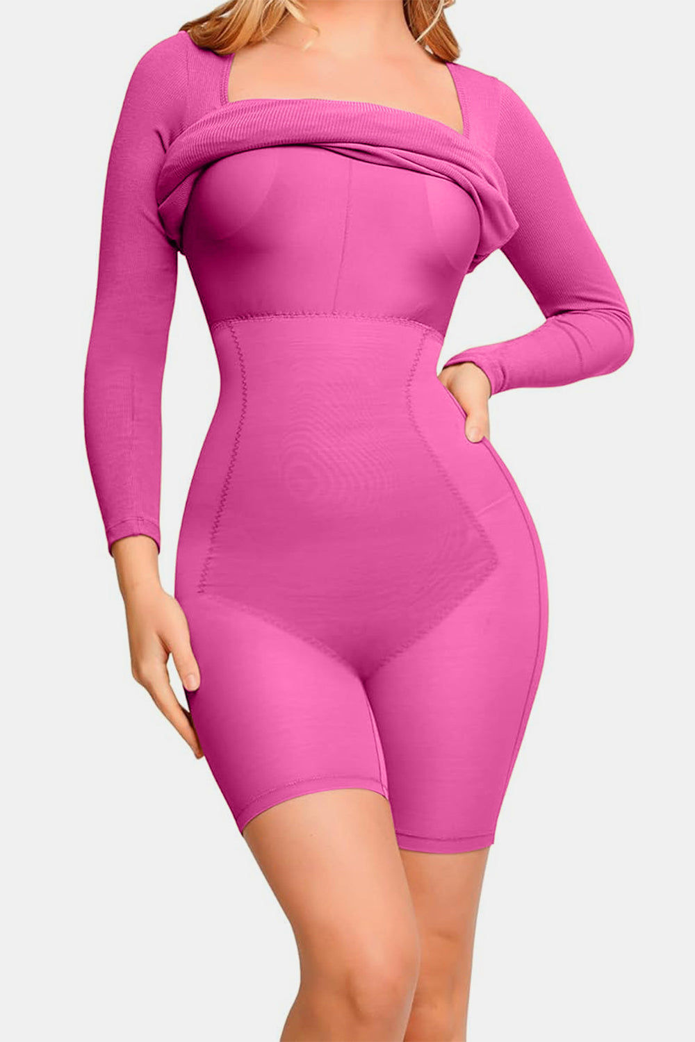 Built-In Shapewear Square Neck Dress