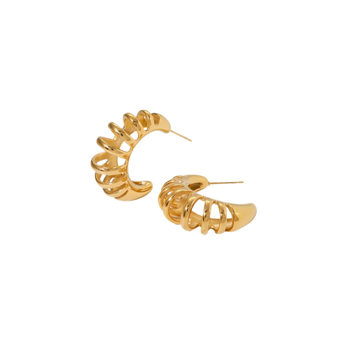 Gold Cutout C-Hoop Earrings