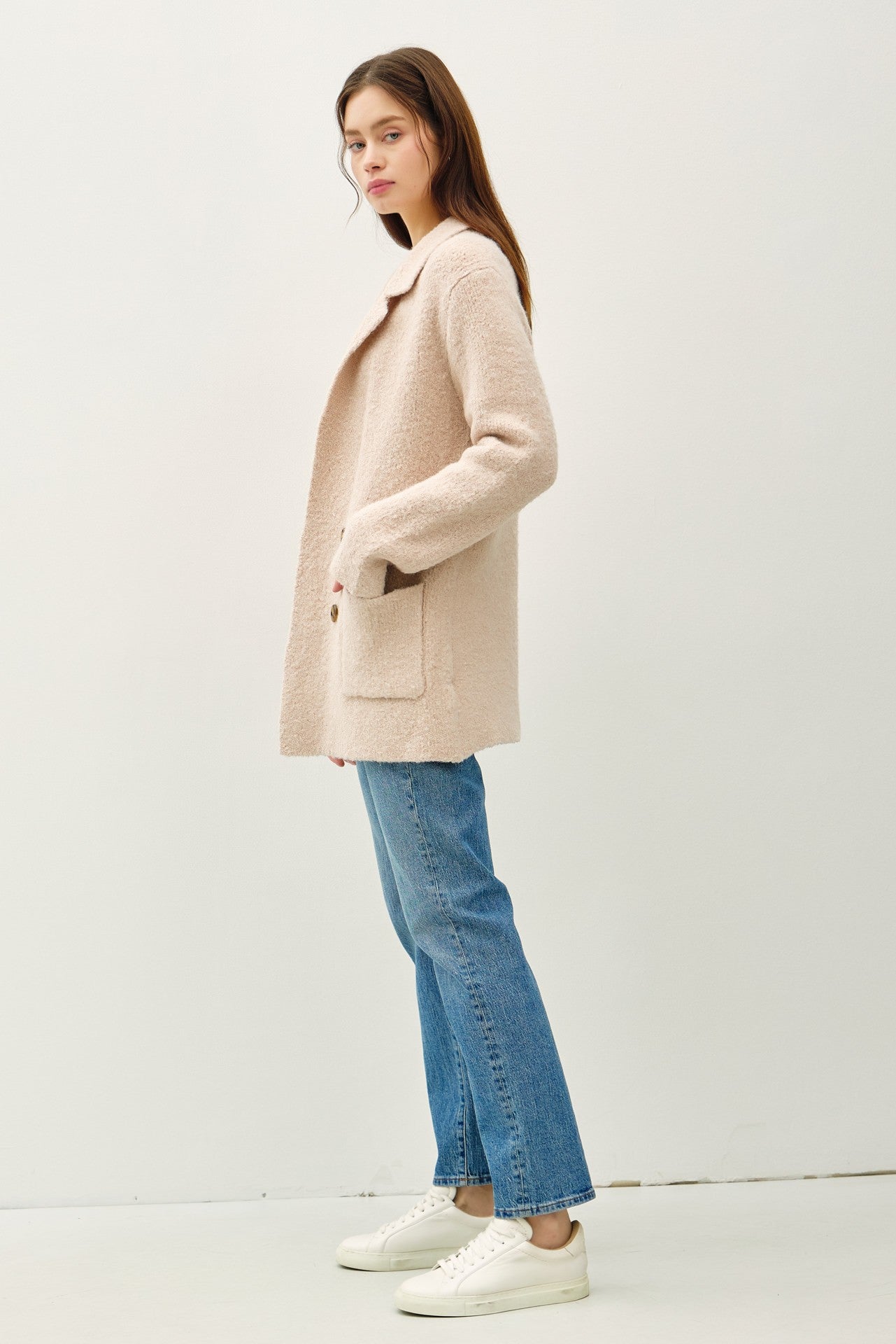 Beige Textured Coat