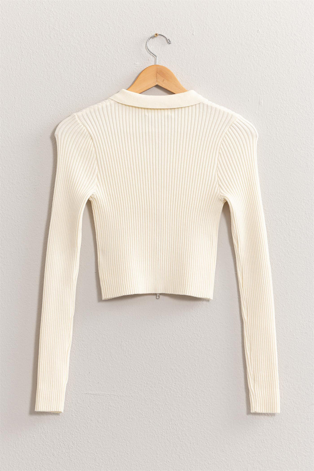 Cream Double Zip Cropped Cardigan