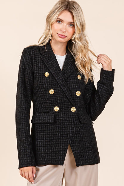 Black Plaid Texture Blazer