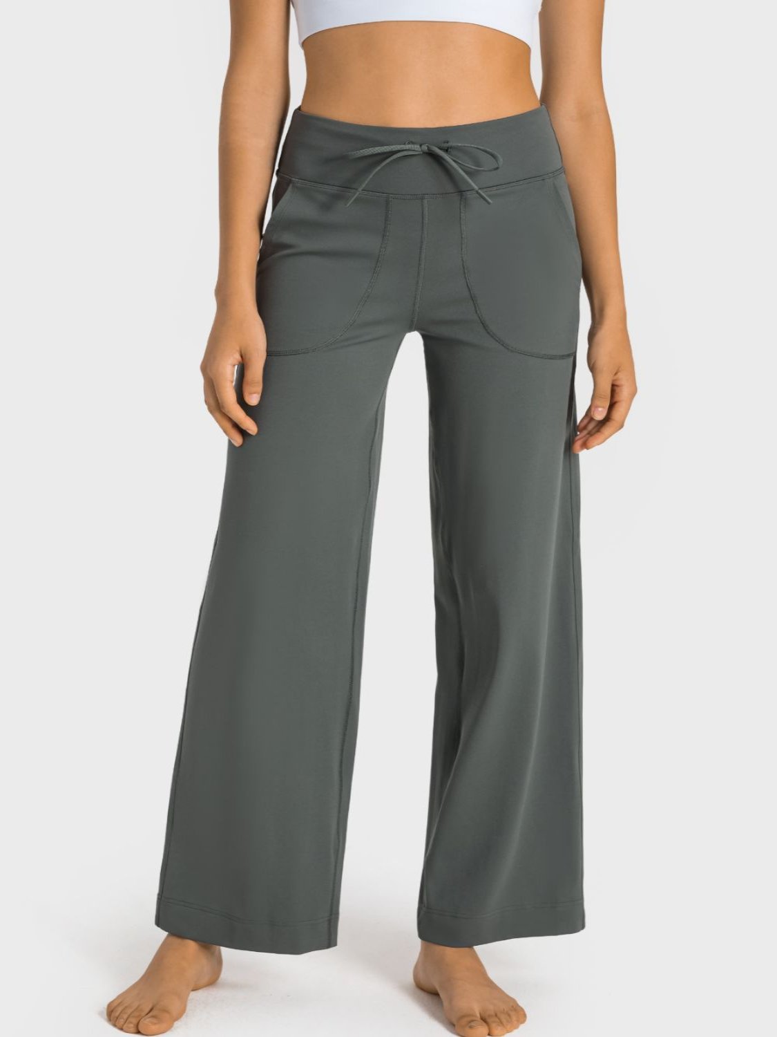 Drawstring Waist Wide Leg Pants