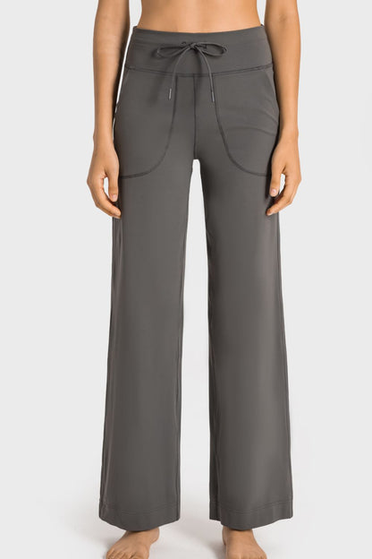 Drawstring Waist Wide Leg Pants