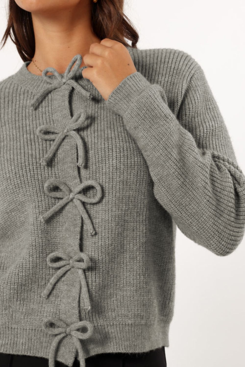 Bow Round Neck Cardigan