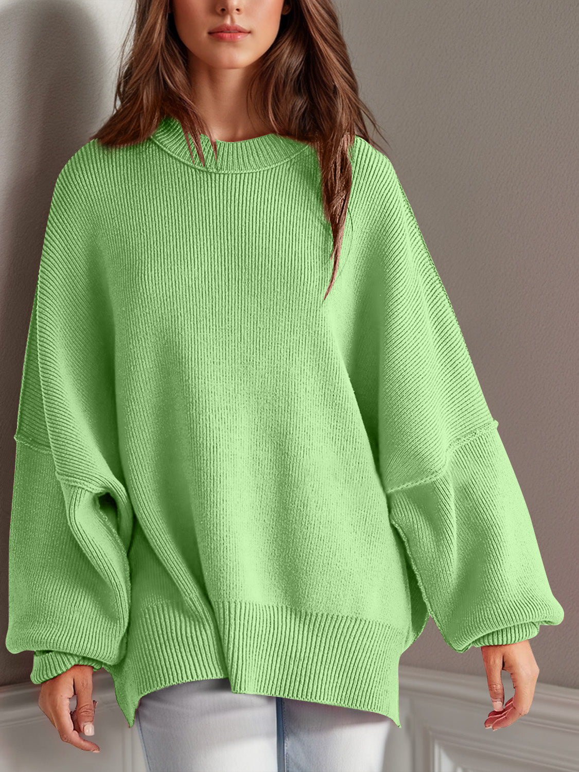 Side Slit Long Sleeve Sweater