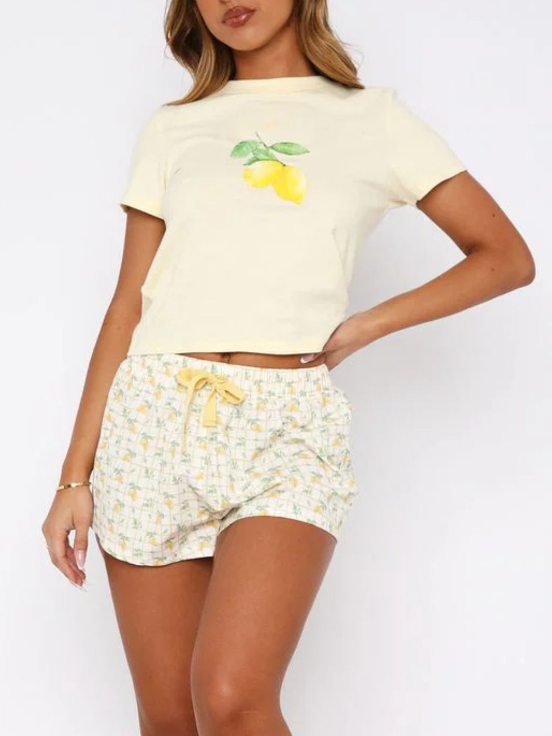 Printed Short Sleeve Top and Shorts Set