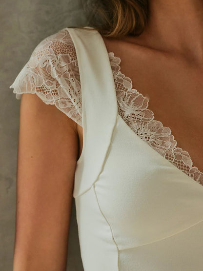 Lace Detail V-Neck Top