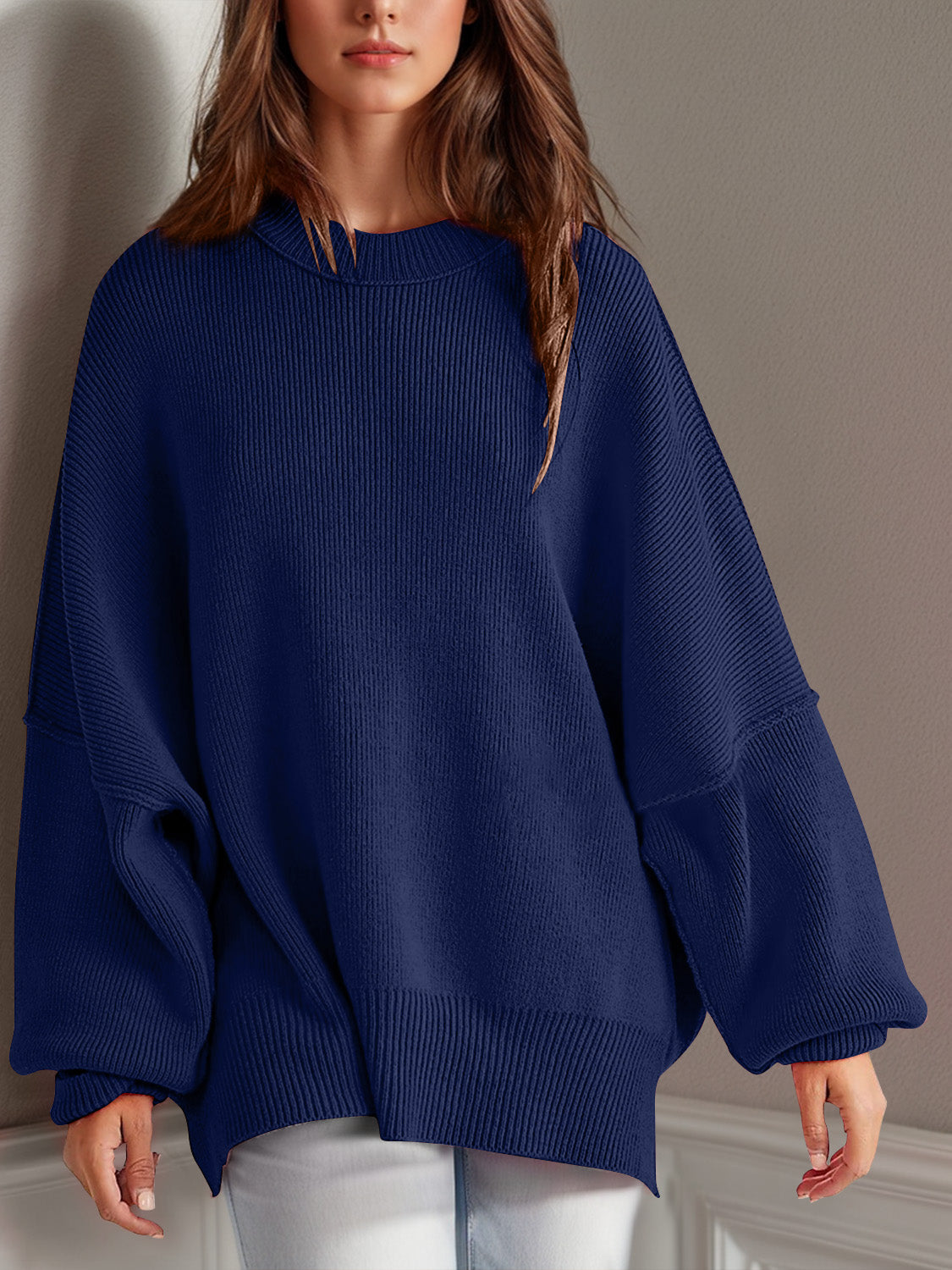 Side Slit Long Sleeve Sweater