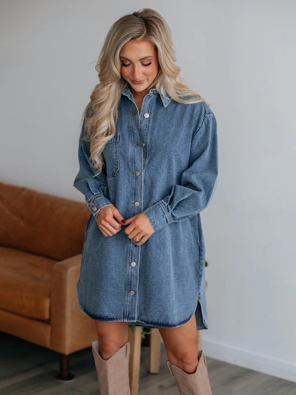 Collard Denim Dress