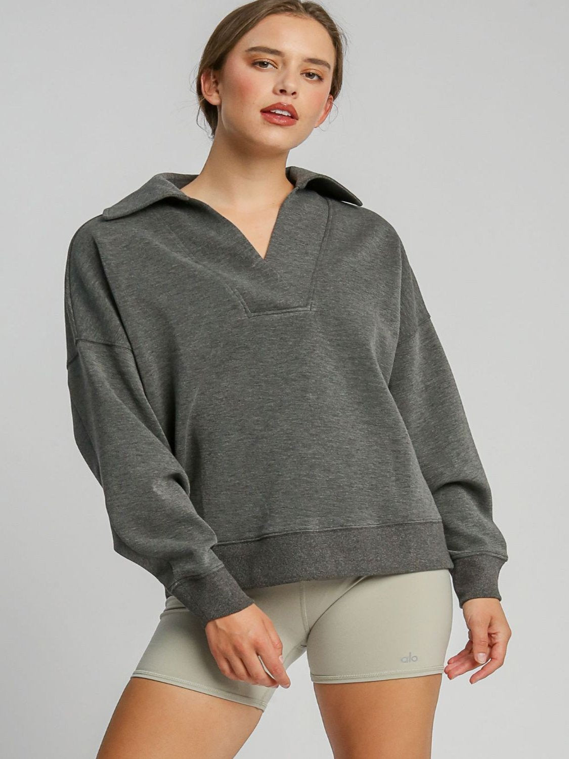 Charcoal Collared Sweatshirt