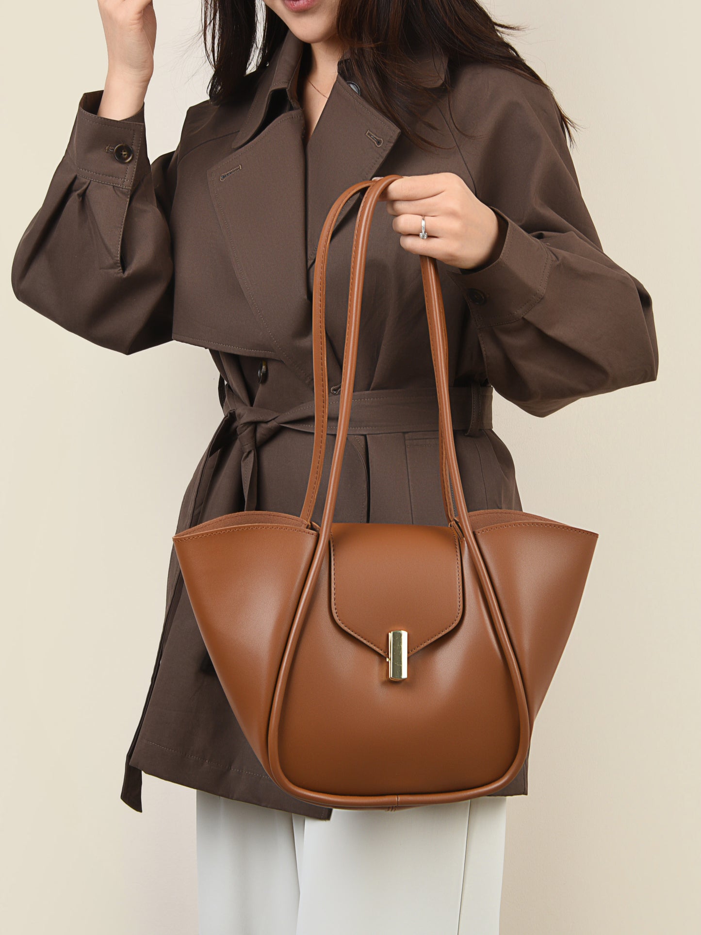 Leather Shoulder Bag with Pouch