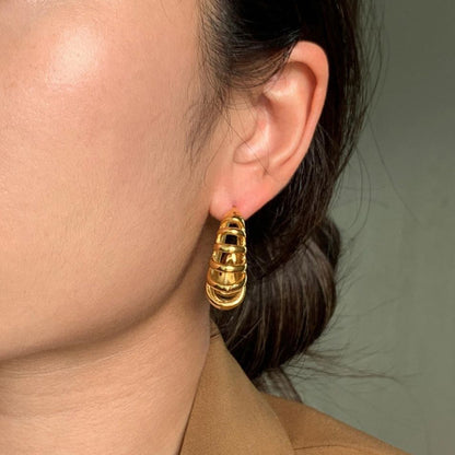 Gold Cutout C-Hoop Earrings