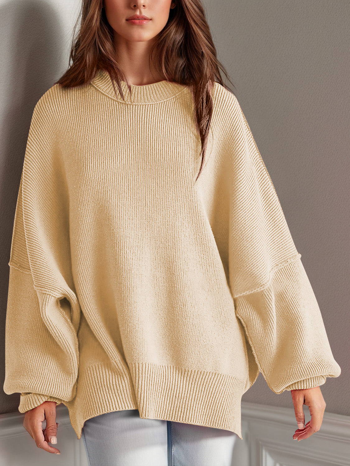 Side Slit Long Sleeve Sweater