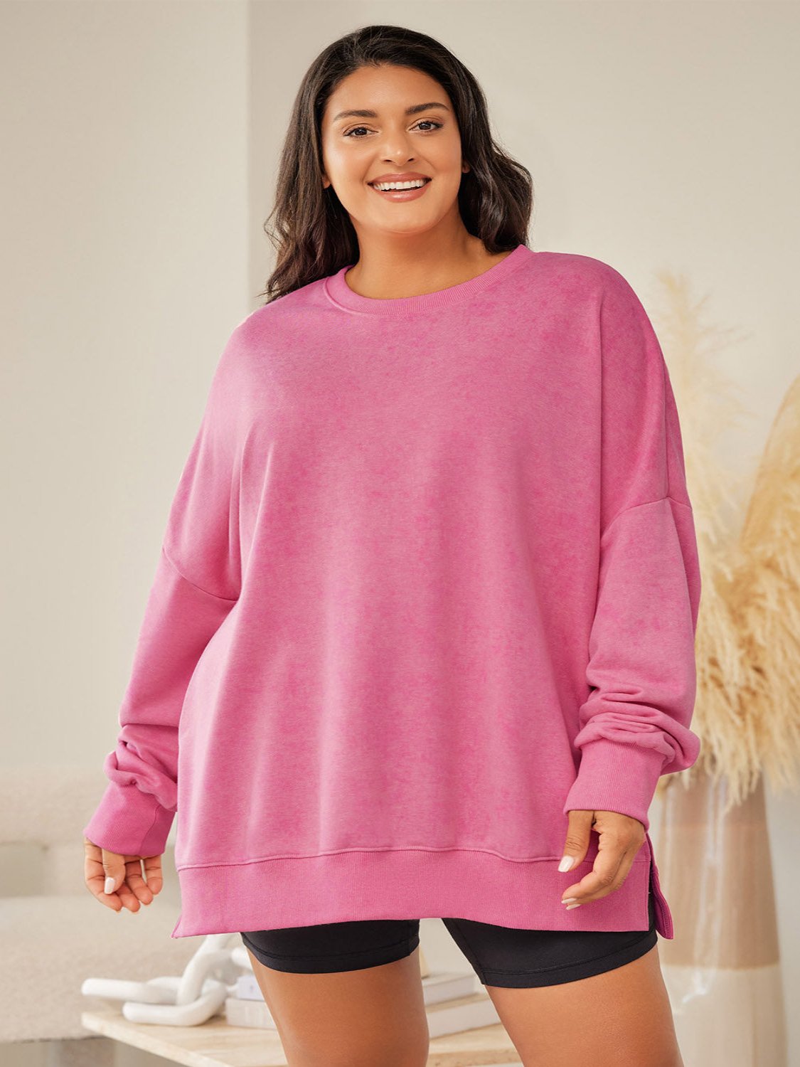 Pink Drop Shoulder Sweatshirt