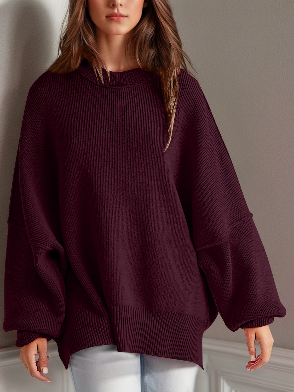 Side Slit Long Sleeve Sweater